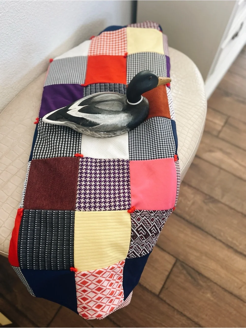 Grandma Vintage handmade patchwork tied lap quilt/throw blanket